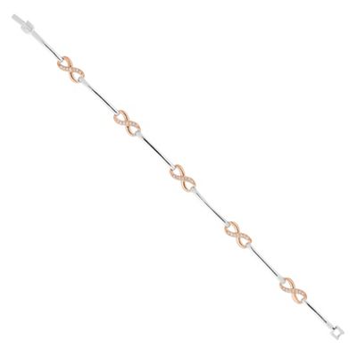 Rose gold cubic zirconia infinity link bracelet